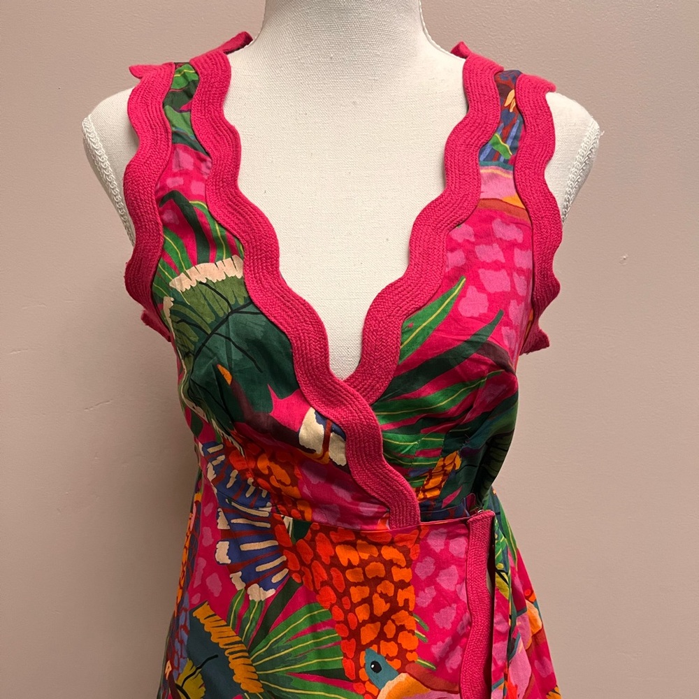 Farm Rio Women’s Mixed Painted Toucans Wrap Maxi Dress